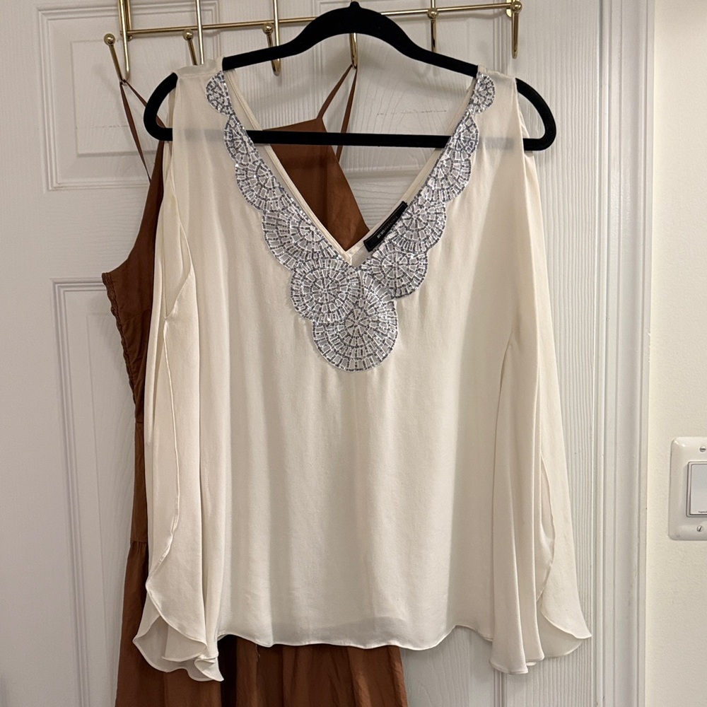 Elegant Cream Blouse with Lace Detail